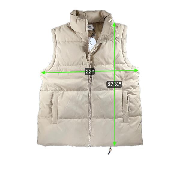 New Princess Polly Oversized Edison Women’s Puffer Vest Beige Zip Closure Size 4 - Picture 3 of 7